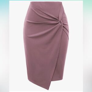Pink Asymmetrical Ruched Pencil Skirt